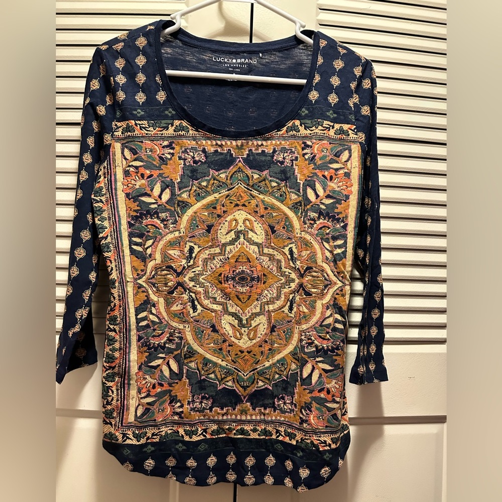 DONATED❌Lucky Brand, Print Top, Sz S, NWOT